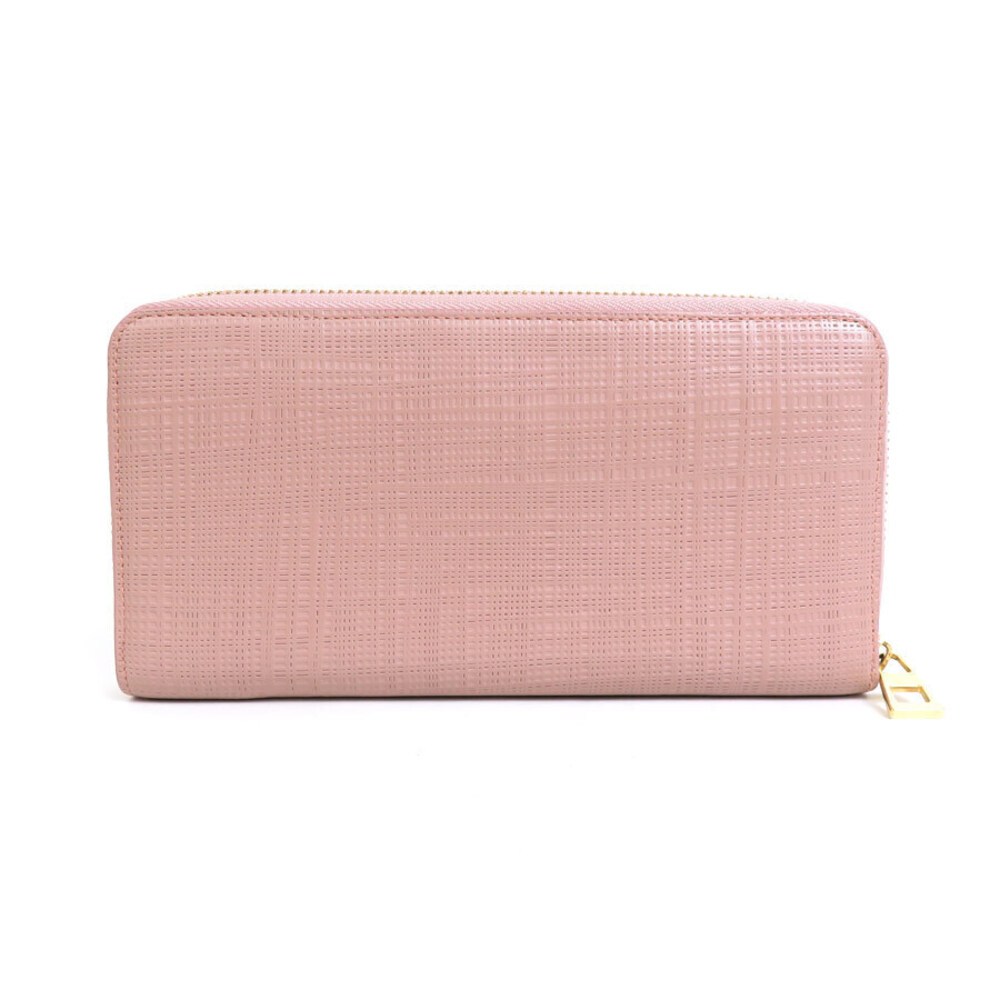 Loewe Round Pink Wallet Beige Long Zip Leather Pink Tan